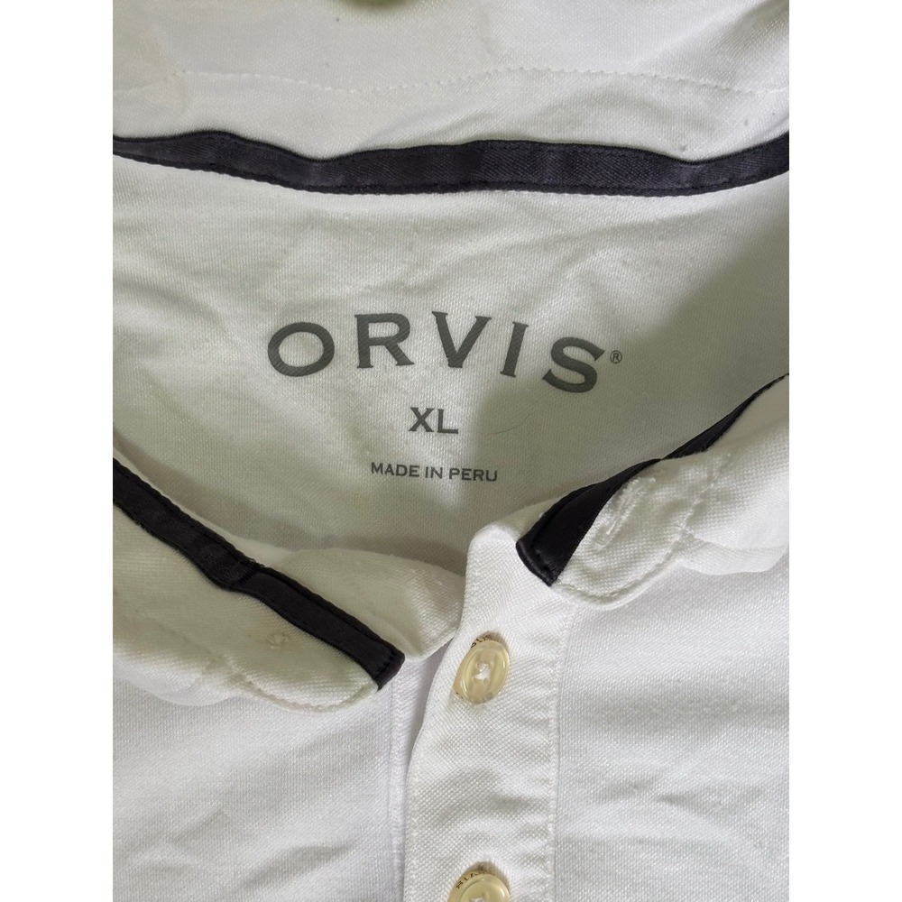 Men's Orvis Polo Shirt Size XL Short Sleeve Golf Polo Shirt White - Picture 4 of 7